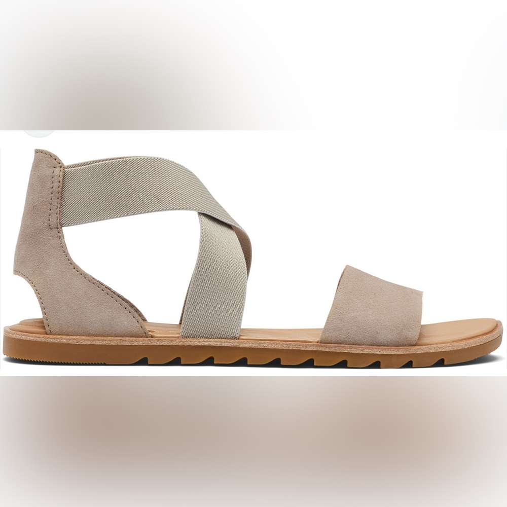 Sorel Ella II Suede Flats Strappy Tan Leather Sandals Size 7.5